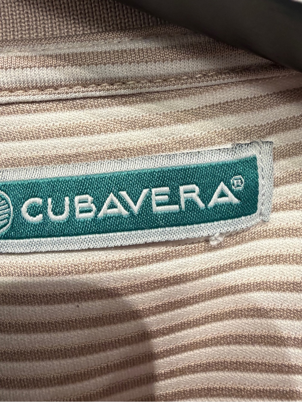 Cubavera Mens Tan Strip Pattern Short Sleeve Collard Polo Shirt Size Large - Picture 4 of 9